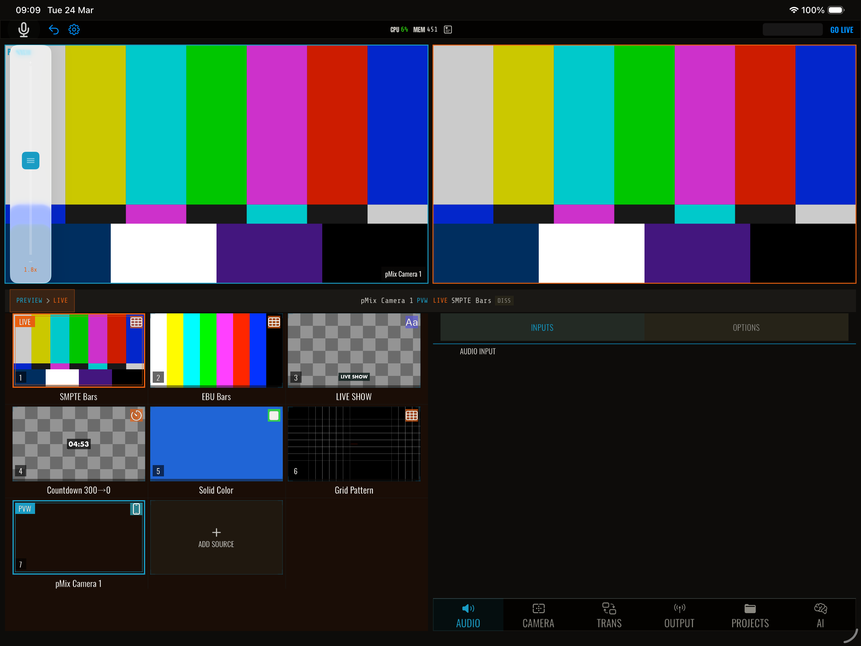 pMix.studio main interface